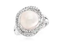 Grahams Jewellers Sterling Silver Cubic Zirconia Freshwater Pearl Ring offer