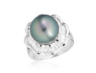 Grahams Jewellers Sterling Silver Tahitian Pearl & Zirconia Ring offer
