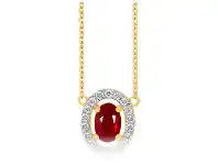 Grahams Jewellers 18ct Yellow Gold 0.60 Carat Natural Ruby & Diamond Pendant with 45cm Chain offer