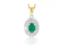 Grahams Jewellers 9ct Two Tone Natural Emerald and Diamond Pendant offer
