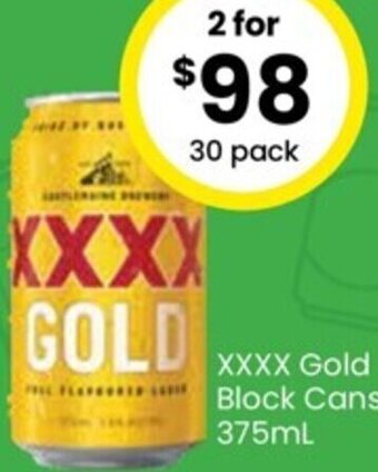 The Bottle O XXXX Gold Block Cans 375ml offer