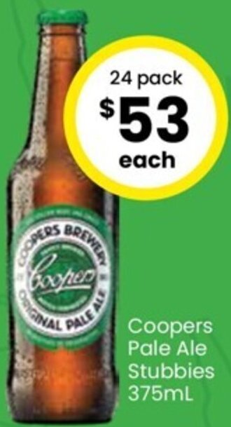The Bottle O Coopers Pale Ale Stubbies 375ml offer