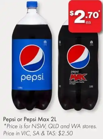 The Reject Shop Pepsi or Pepsi Max 2L offer