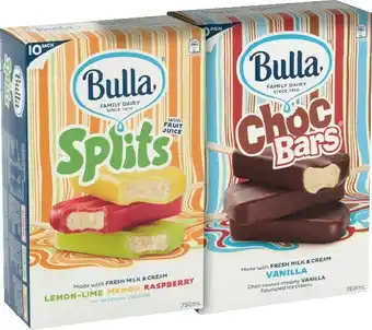 IGA Bulla Choc Bars, Splits, Crunch, Nourish or Frozen Yoghurt 6u201114 Pack Selected Varieties offer