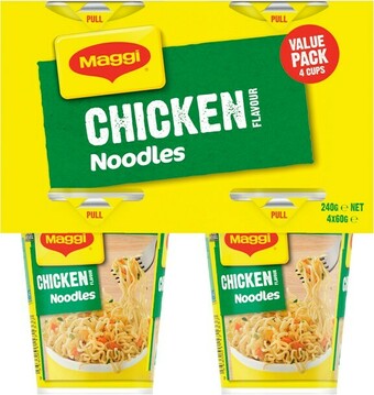 IGA Maggi Chicken or Beef Cup Noodles 4 Pack offer