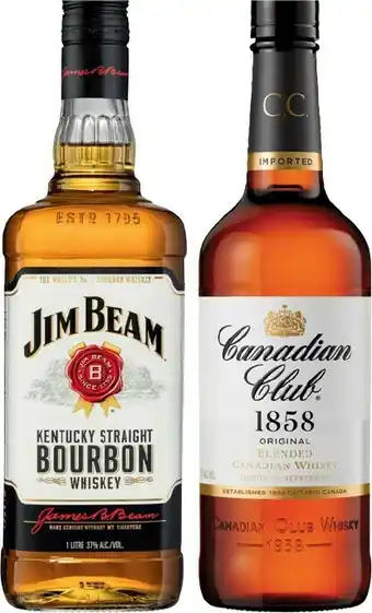 IGA Jim Beam White Label Bourbon or Canadian Club Whisky 1 Litre offer