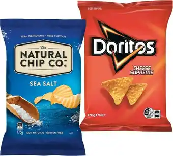 IGA Doritos Corn or The Natural Chip Co. Chips 150-175g Selected Varieties offer