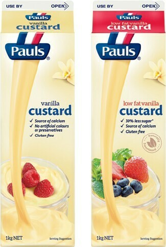 IGA Pauls Regular or Low Fat Vanilla Custard 1kg offer
