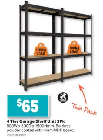 4 Tier Garage Shelf Unit 2Pk 4mm