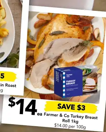 Drakes Farmer & Co Turkey Breast Roll 1kg offer