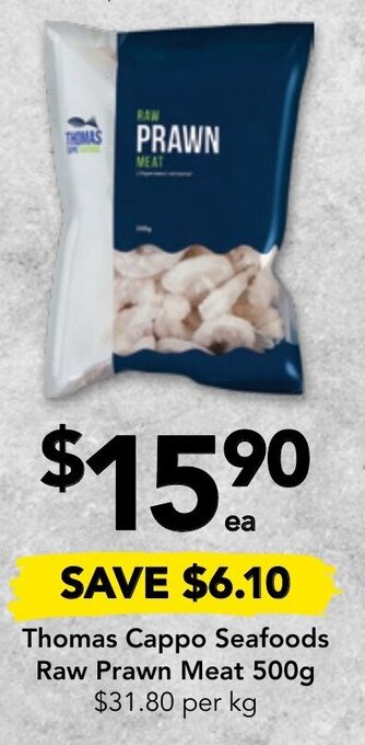 Drakes Thomas Cappo Seafoods Raw Prawn Meat 500g offer