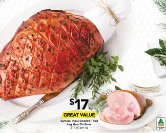 Drakes Barossa Triple Smoked Third Leg Ham On Bone offer