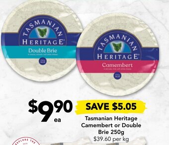 Drakes Tasmanian Heritage Camembert or Double Brie 250g offer