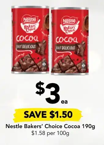 Drakes Nestle Baker's Choice Cocoa 190g offer