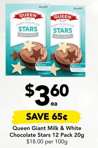 Drakes Queen Giant Milk  & White Chocolate Stars 12 Pack 20g offer