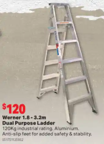 Home Timber & Hardware Werner 1.8 - 3.2m Dual Purpose Ladder offer