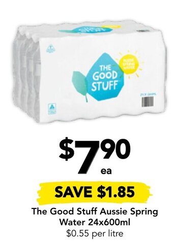 Drakes The Good Stuff Aussie Spring Water 24x600ml offer