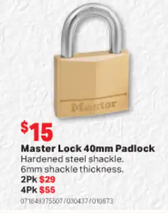 Master Lock 40mm Padlock 6mm