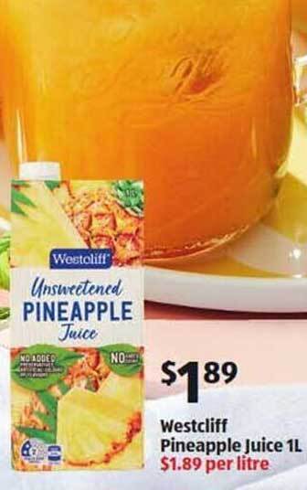 Westcliff pineapple juice offer at ALDI