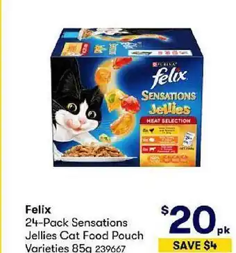 BIG W Felix 24-pack sensations jellies cat food pouch varieties offer