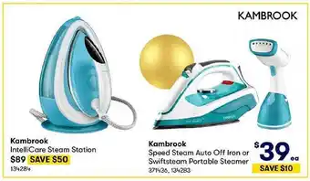 BIG W Kambrook intellicare steam station or speed steam auto off iron or swiftsteam portable steamer offer