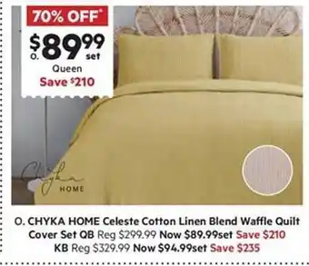 Harris Scarfe Chyka home celeste cotton linen blend waffle quilt cover set offer
