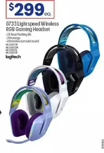 Officeworks Logitech g733 light speed wireless rgb gaming headset offer
