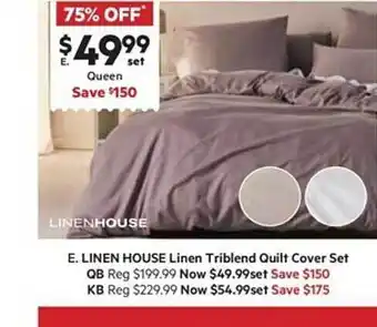Harris Scarfe Linen house triblend quilt cover set offer