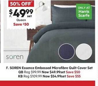 Harris Scarfe Soren essence embossed microfibre quilt cover set offer
