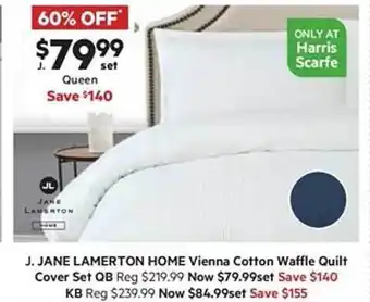 Harris Scarfe Jane lamerton home vienna cotton waffle quilt cover set offer