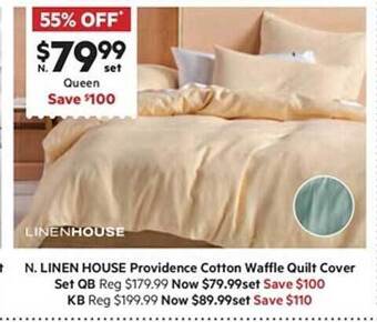 Harris Scarfe Linen house providence cotton waffle quilt cover set offer