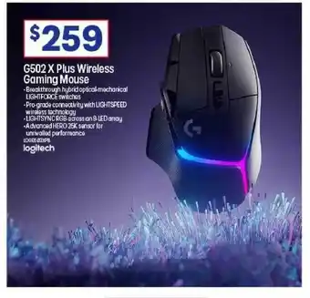 Officeworks G502 x plus wireless gaming mouse offer