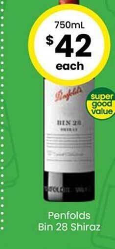 The Bottle O Penfolds bin 28 shiraz offer