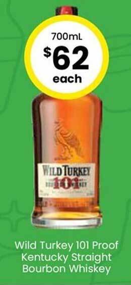 The Bottle O Wild turkey 101 proof kentucky straight bourbon whiskey offer