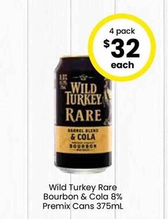 The Bottle O Wild turkey rare bourbon & cola offer