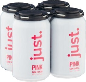 Coles Just Drinks Pink Gin Soda Cans 4x330mL offer