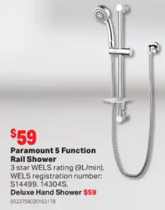 Paramount 5 Function Rail Shower