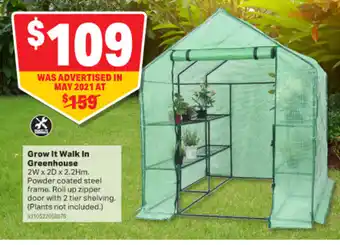 Grow It Walk In Greenhouse 2W x 2D x 2.2Hm