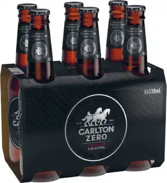 Coles Carlton Zero Bottles 6x330mL offer