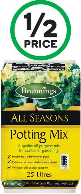 Woolworths Brunnings Potting Mix or Pine Bark 25 Litre offer