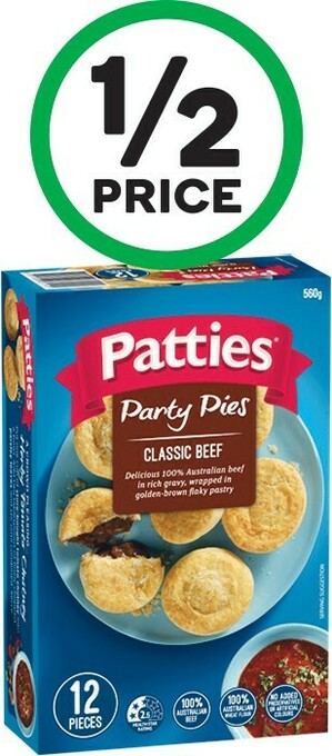 Woolworths Patties Party Pies, Sausage Rolls or Vegan Friendly Rolls 450-560g offer