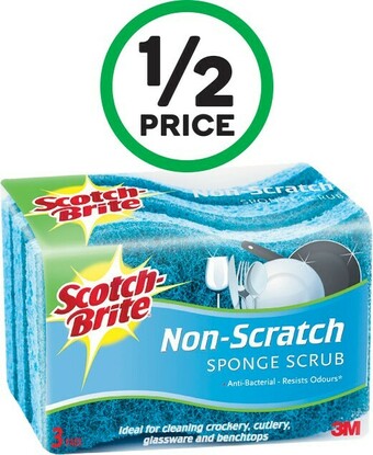 Woolworths Scotch Brite Non-Scratch Sponge Scrub Pk 3 offer