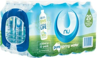 Woolworths Nu Pure Spring Water 20 x 600ml offer