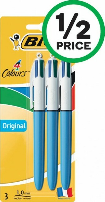 Woolworths BIC Clic 4 Colours Medium Original Pk 3 offer