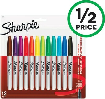 Woolworths Sharpie Fine Permanent Markers Pk 12 offer