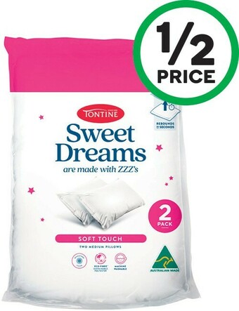 Woolworths Tontine Sweet Dreams Soft Touch Pillow Pk 2 offer