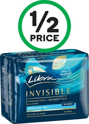 Woolworths Libra Invisible Pads Pk 10-16 offer