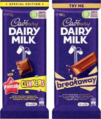 Coles Cadbury Family, Marvellous Creations or Bubbly Block Chocolate 160g-190g offer