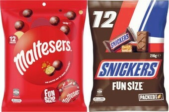 Coles Mars or Skittles Funsize 132g-216g offer
