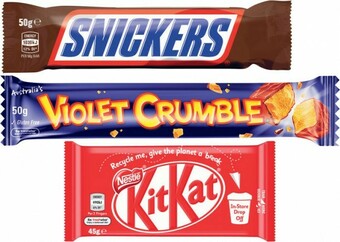 Coles Mars Medium Bars 35g-56g, Nestlé Medium Bars 35g-55g or Violet Crumble Bar 50g offer